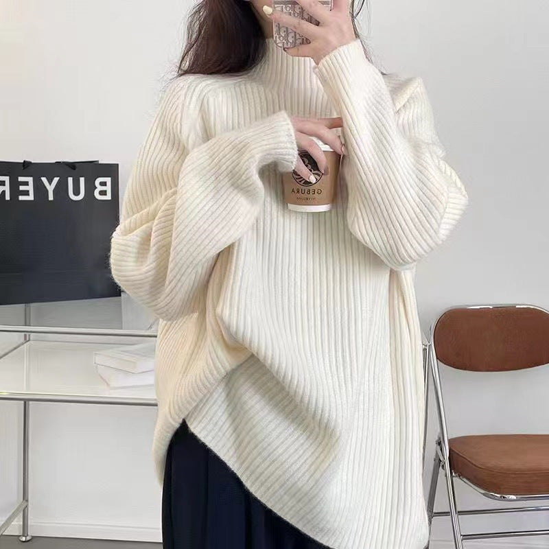 Pull en tricot épais pour femme avec col montant et coupe décontractée Chic & Stil