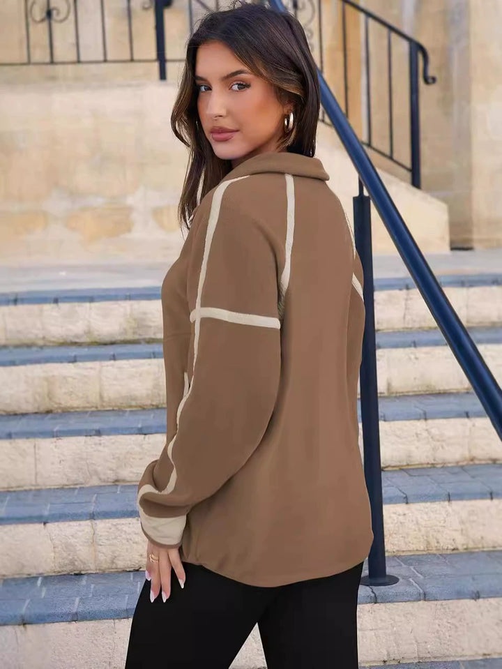 Fleece sweater for women with zip Lune London