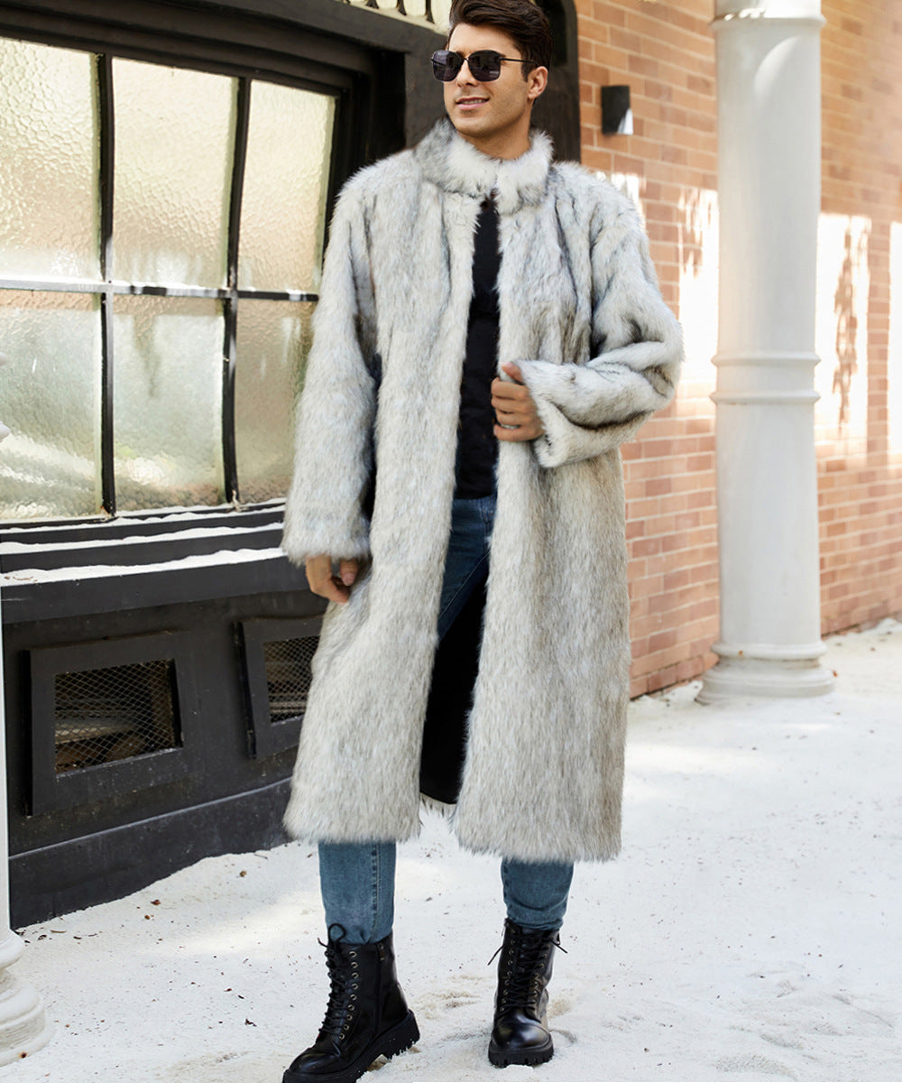 Men Elegant and Cozy Long Coat in Faux Fur Lune London
