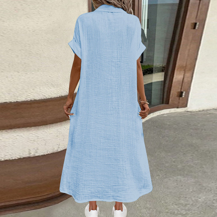 Shirt dress for women with decorative buttons and practical pockets Lune London