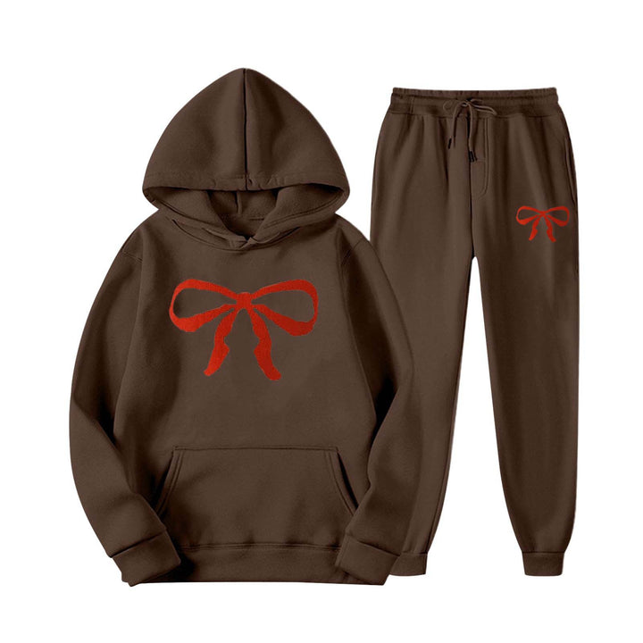 Women's hooded sweat suit with creative bow motif and comfortable fit Chic & Stil