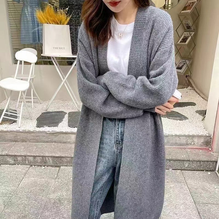 Knitted coat for women with open front and long sleeves Lune London