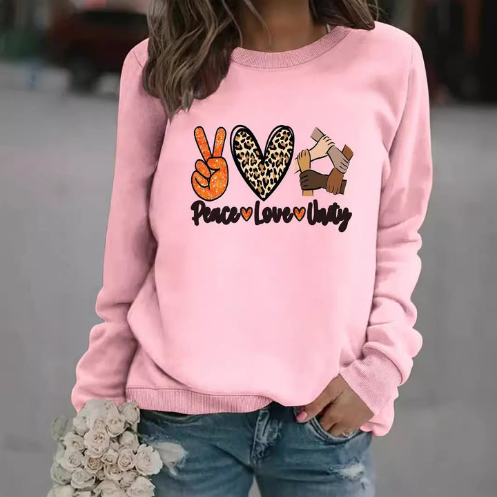 Sweatshirt pour femmes avec un design créatif Paix, Amour & Unité Chic & Stil