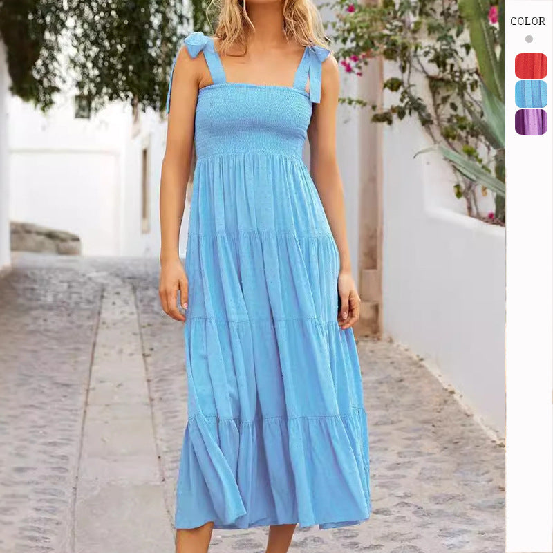Chic & Style Women's Breezy Maxi Dress with Ruffle Details and Spaghetti Straps