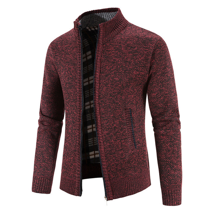 Men's knit jacket with modern high collar and practical pockets Lune London