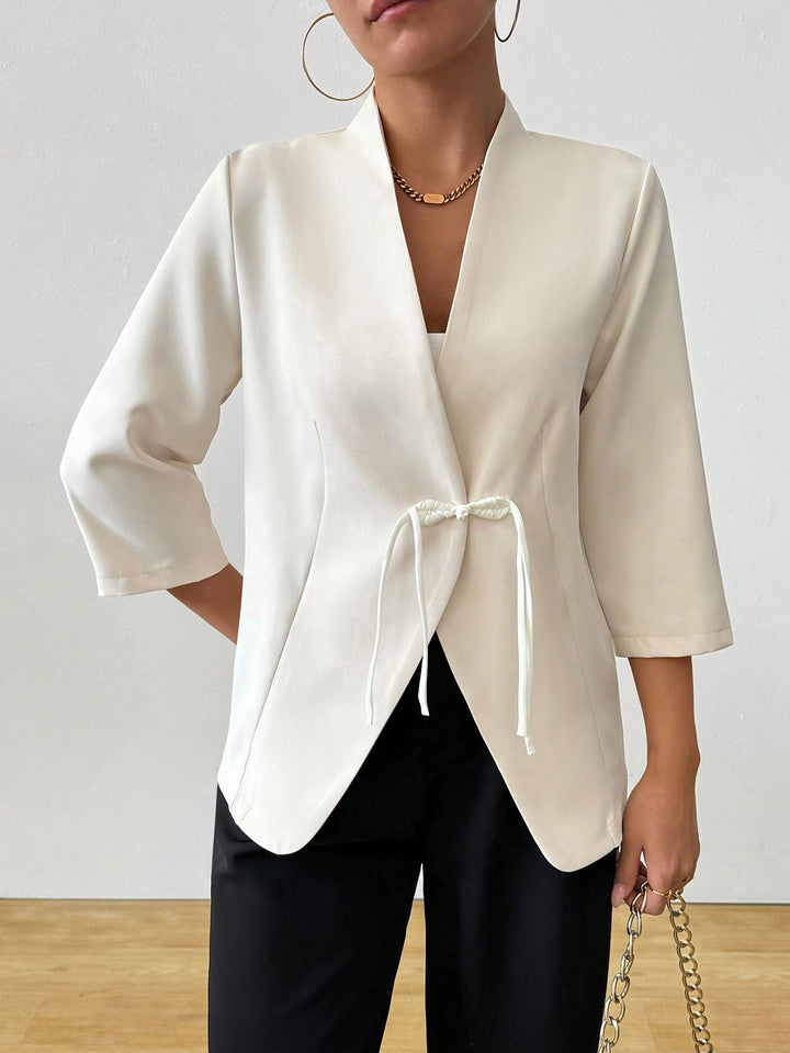 Women's trendy wrap blazer with belted waist and 3/4 sleeves Lune London