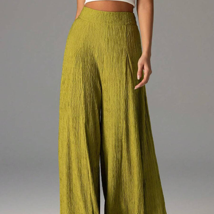 Wide pleated pants for women with high waist and elastic waistband Lune London