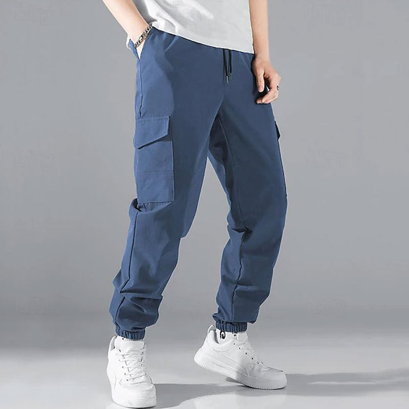 Men's Cargo Pants with Elastic Waistband and Multifunctional Pockets Lune London