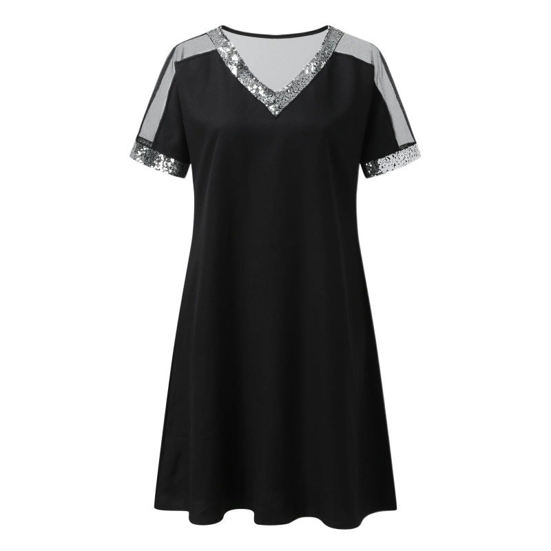 Ladies Elegant tunic dress with sequin trim Lune London