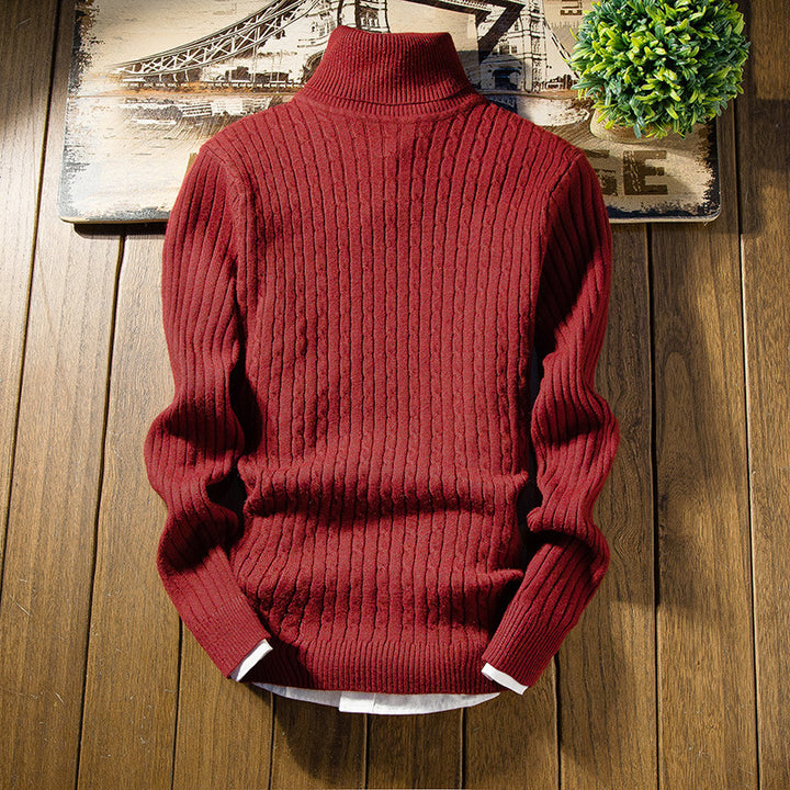 Knitted sweater for men with high collar and textured design Lune London