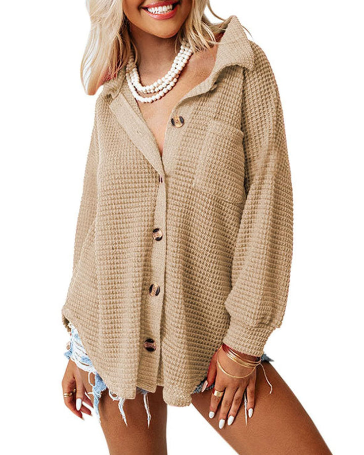 Casual plaid shirt jacket for women with button placket Lune London