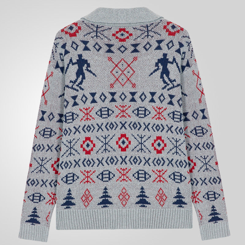 Men's knitted jacket with traditional pattern and warm inner lining Lune London