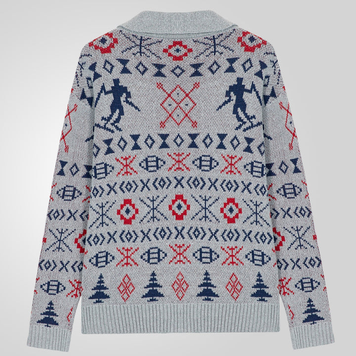 Men's knitted jacket with traditional pattern and warm inner lining Lune London