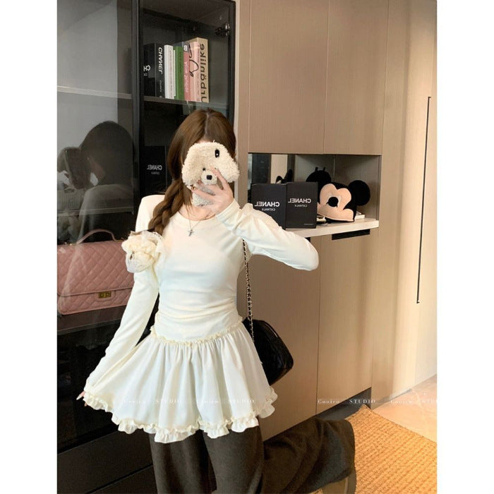 Ladies elegant long sleeve shirt with voluminous ruffle hem Chic & Stil
