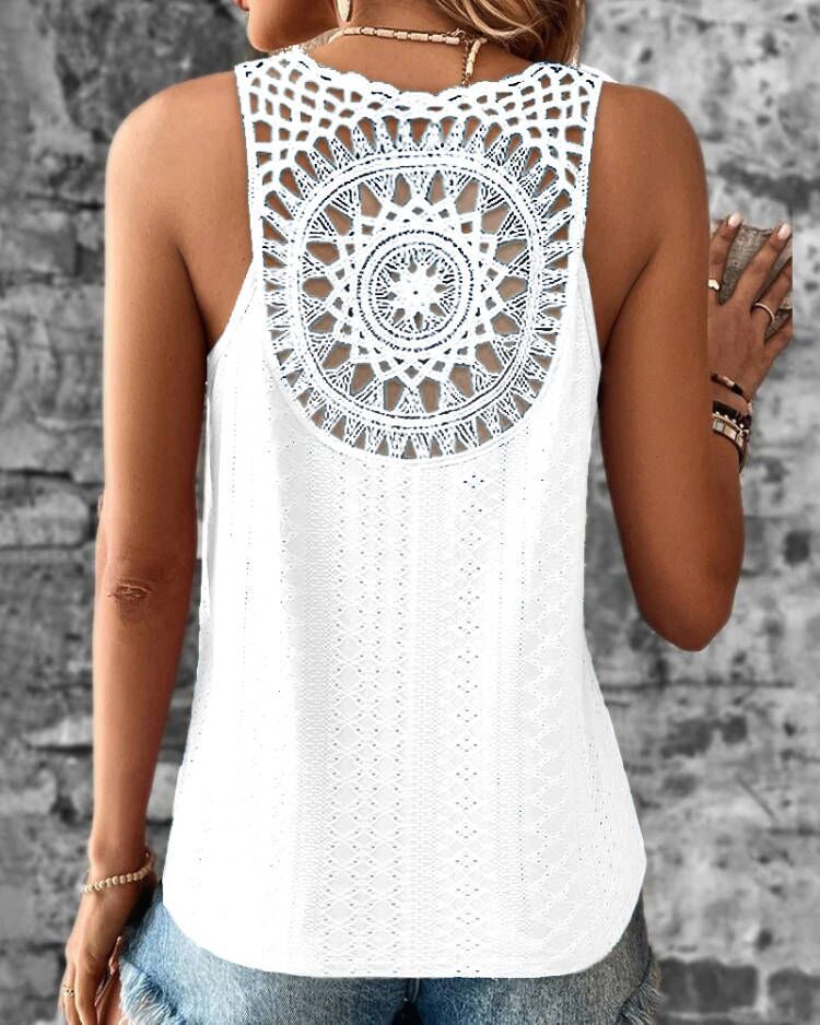 Ladies Boho Chic crochet back tank top Lune London