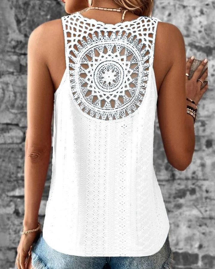 Ladies Boho Chic crochet back tank top Lune London