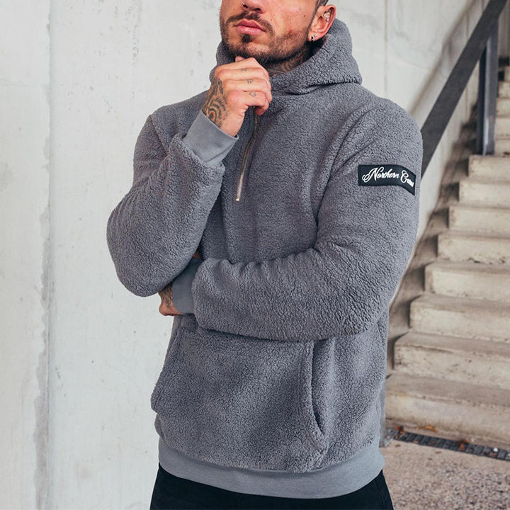 Men's Fleece Hoodie with High Collar Lune London