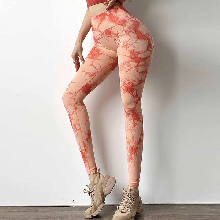 Women High-Waist Leggings with trendy tie-dye pattern and figure-flattering cut Lune London