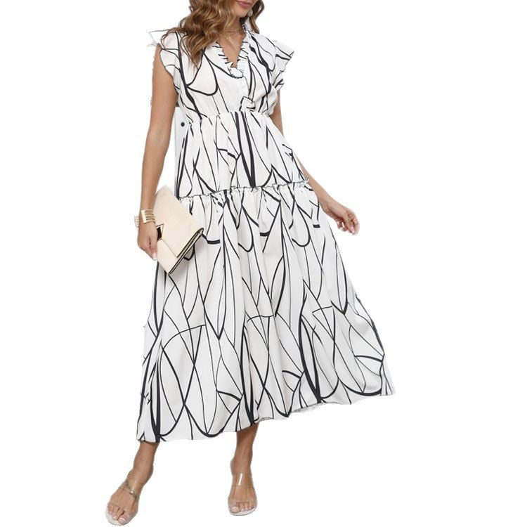Lune London Fluid Geometric Print Maxi Dress for Women