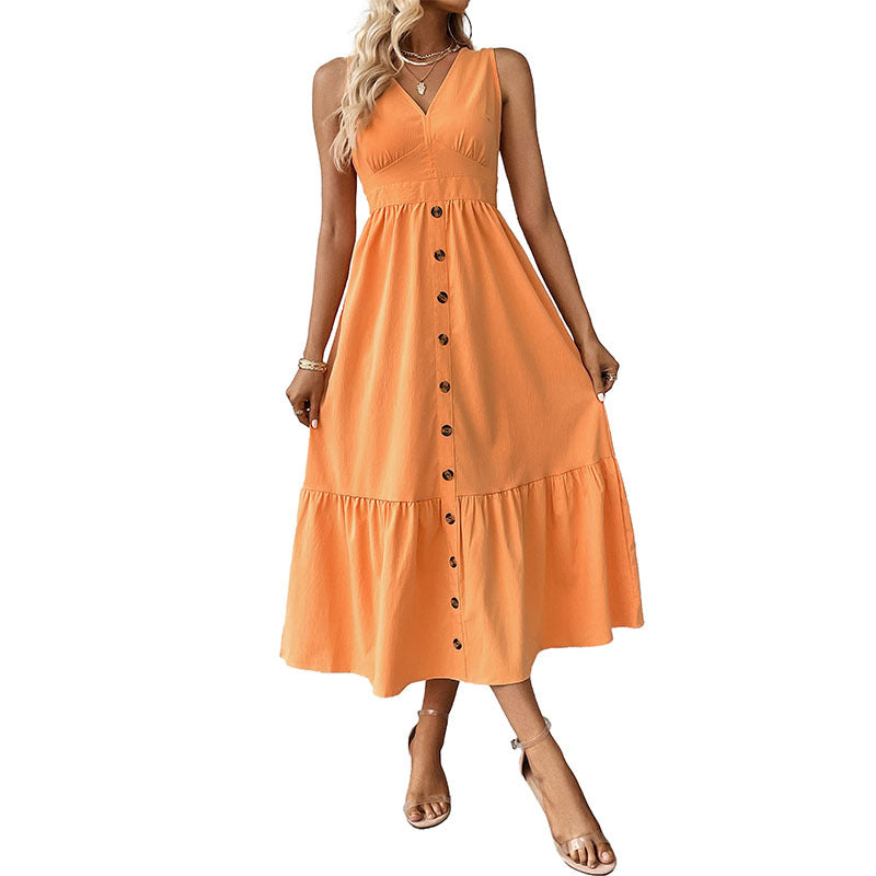 Maxi Button Dress for Women with Fluid Chic Skirt and Style