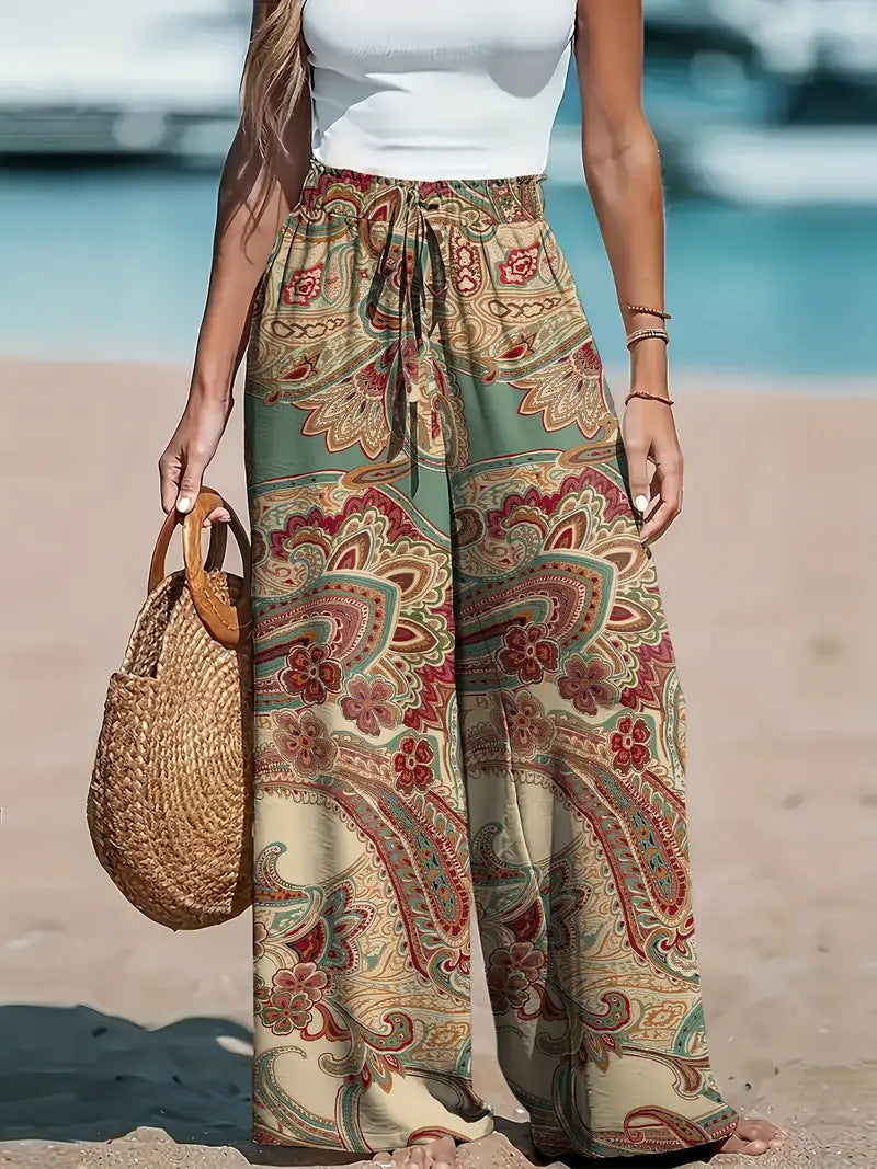 Wide pants for women with paisley pattern Lune London