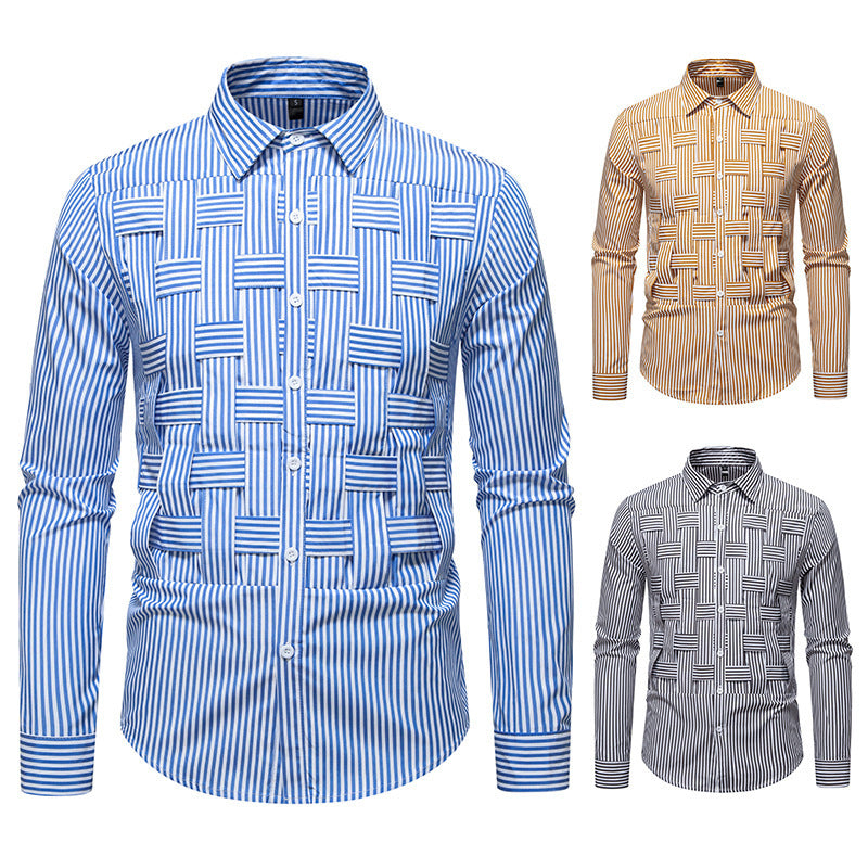 Men's long-sleeve shirt with a modern striped pattern and innovative structure Lune London