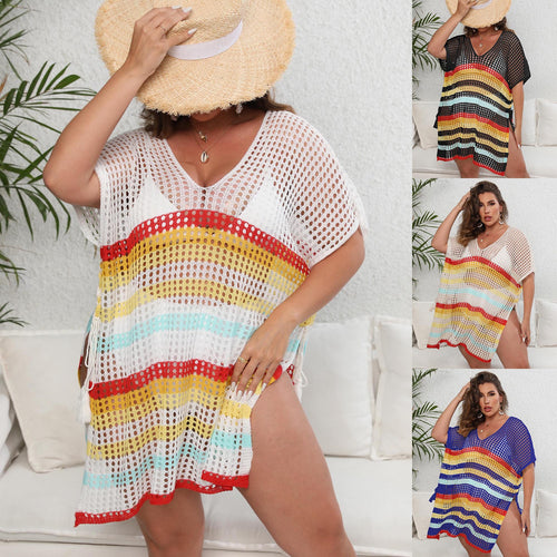Women Lightweight Crochet Beach Cover-Up Chic Tunic Style
