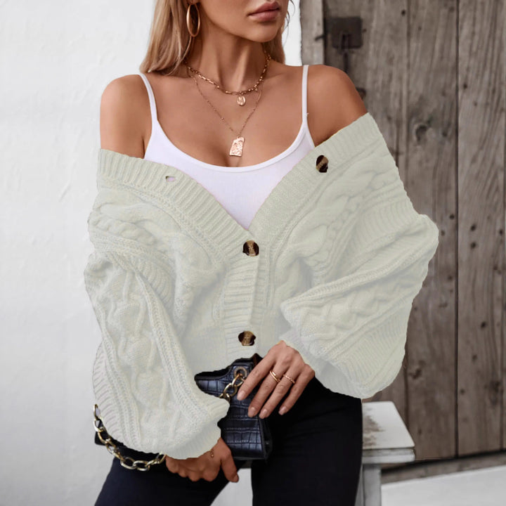 Ladies Chunky Knit Cardigan with Chic and Stylish Drehknöpfen Buttons