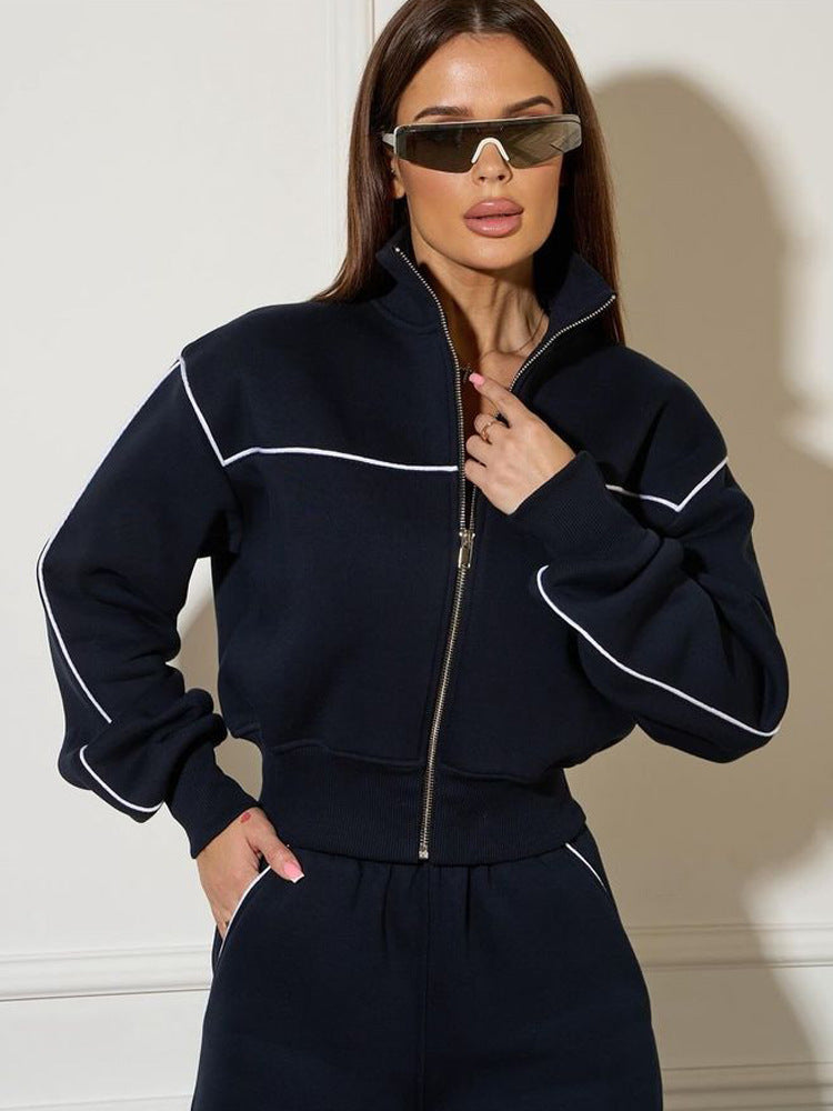 Sport leisure jacket for women with high collar and zipper Lune London