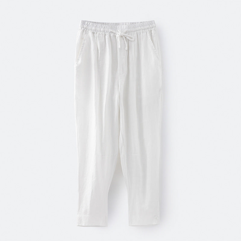 Casual linen pants for women with an elastic waist and practical side pockets Lune London