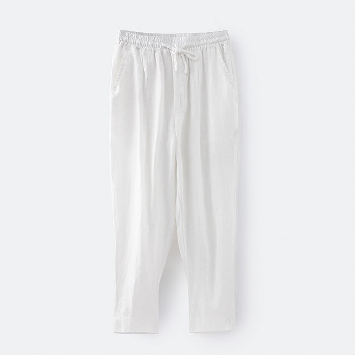 Casual linen pants for women with an elastic waist and practical side pockets Lune London