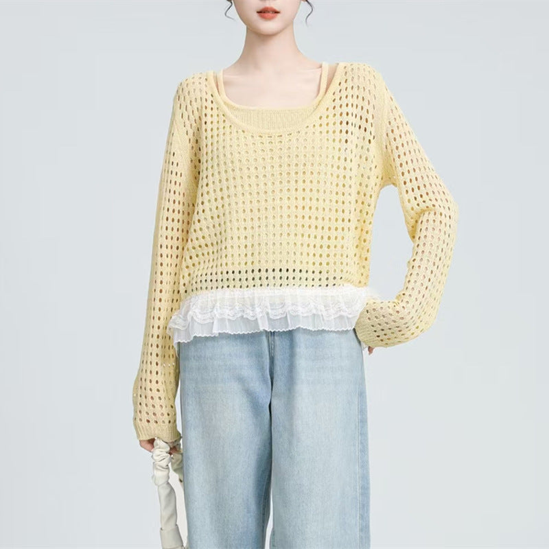 Woman light sweater with ruffle detail Lune London