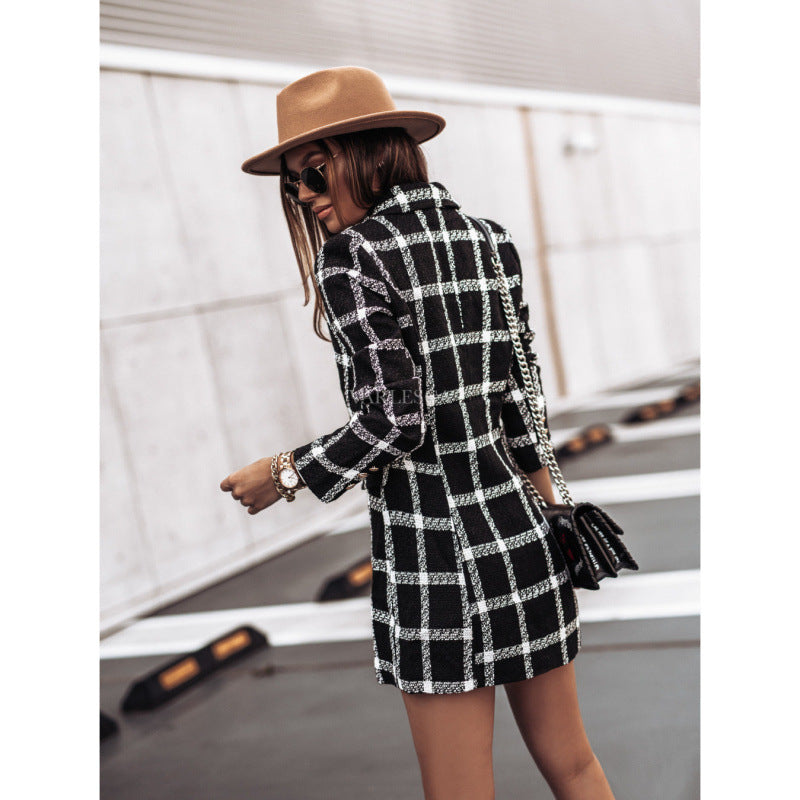 Double-breasted checked jacket for women Lune London