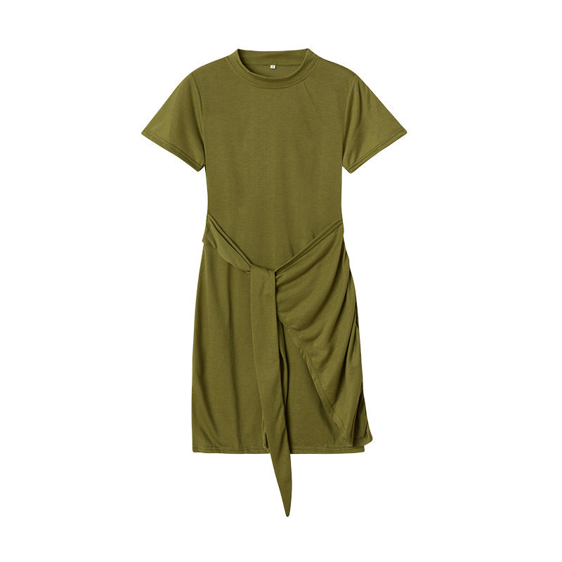 Chic and Stylish Draped Leisure T-Shirt Dress for Women