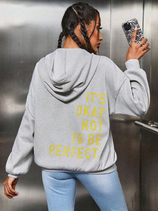 Women’s hoodie with motivational lettering and cozy lining Lune London
