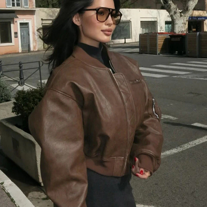 Lune London faux leather bomber jacket for women