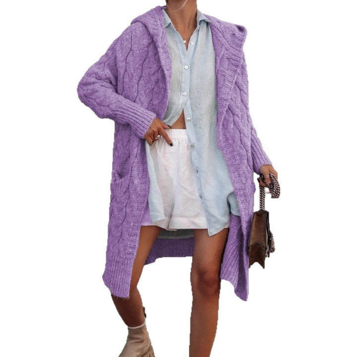 Gilet en tricot épais pour femmes avec capuche et motif en câble Chic & Stil