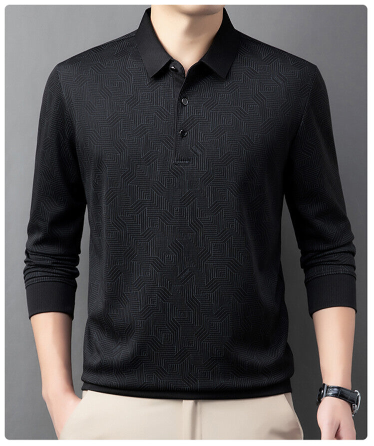 Long sleeve polo shirt for men fashionable with a textured design and breathable properties Lune London