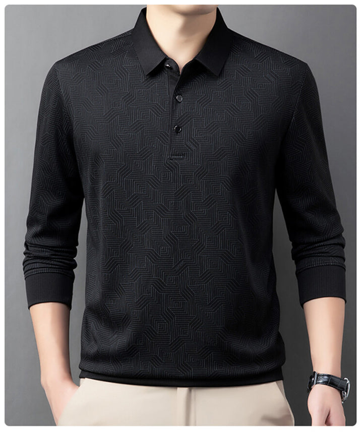 Long sleeve polo shirt for men fashionable with a textured design and breathable properties Lune London