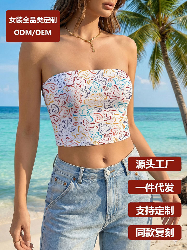Women's bandeau top with modern animal print and elastic fit Lune London