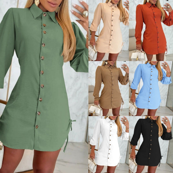 Long sleeve shirt dress for women with ruffles and button details Lune London
