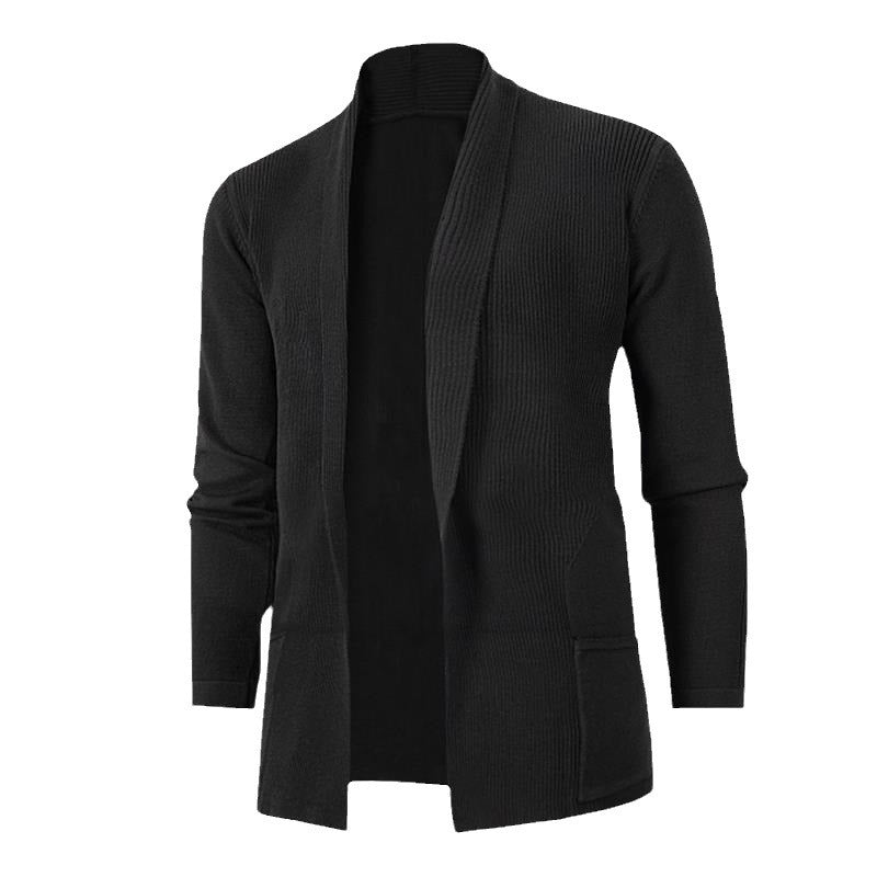 Casual knitted jacket for men with open collar and elegant ribbed design Lune London
