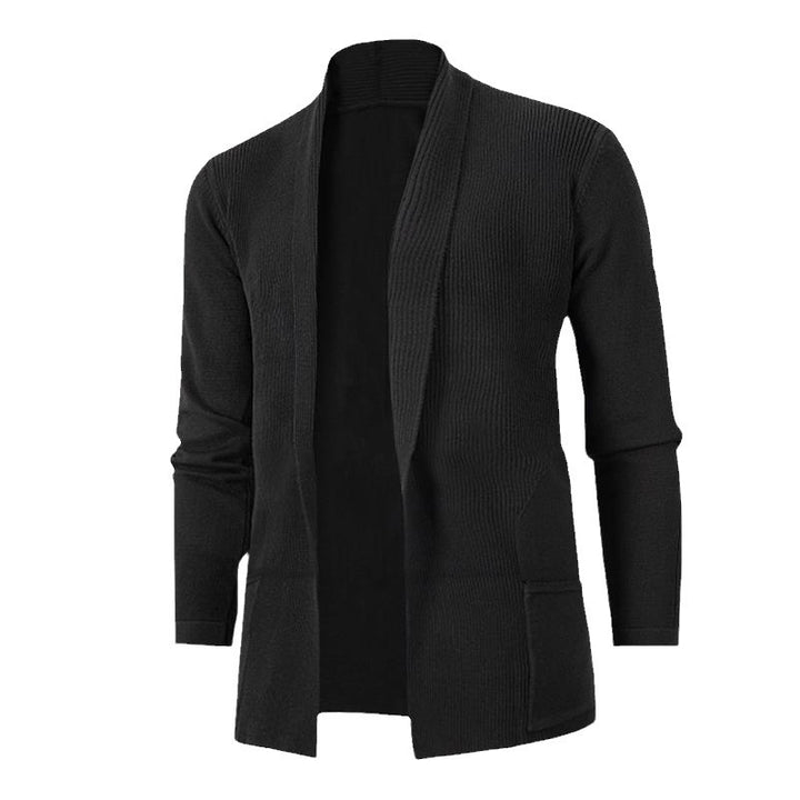 Casual knitted jacket for men with open collar and elegant ribbed design Lune London