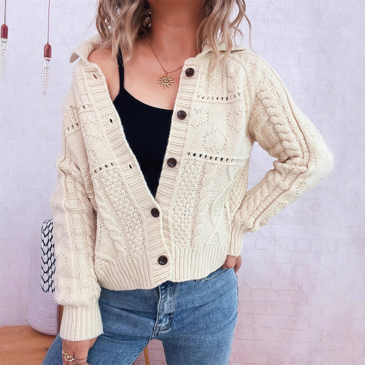 Veste en tricot pour femmes avec design en câble structuré et fermeture par boutons Chic & Stil