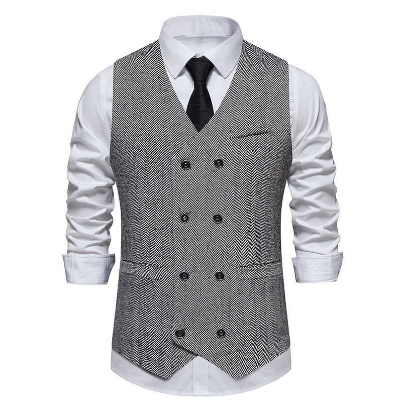 Elegant double-breasted vest for men with textured design Lune London