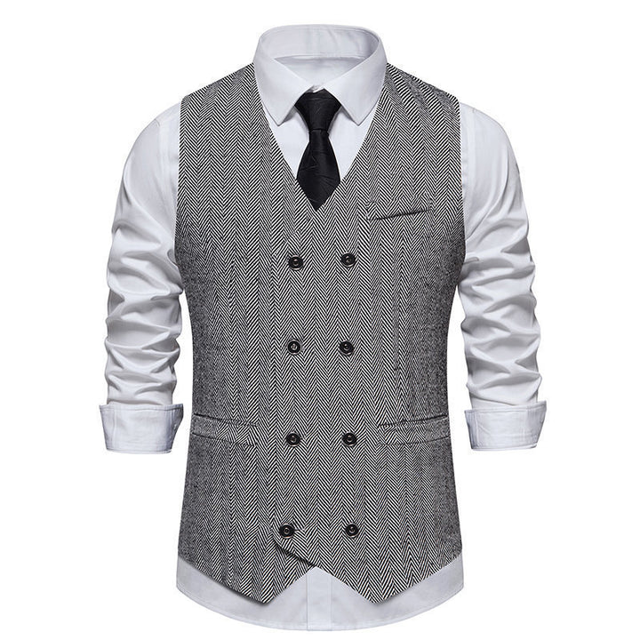 Elegant double-breasted vest for men with textured design Lune London