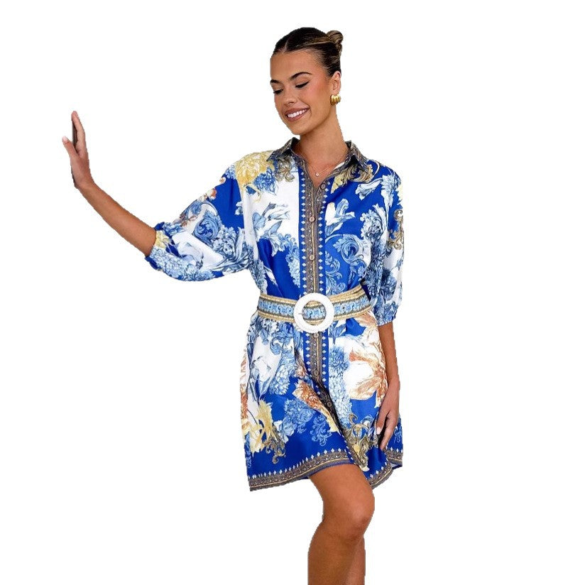 Trendy floral dress for women with belt Chic & Stil