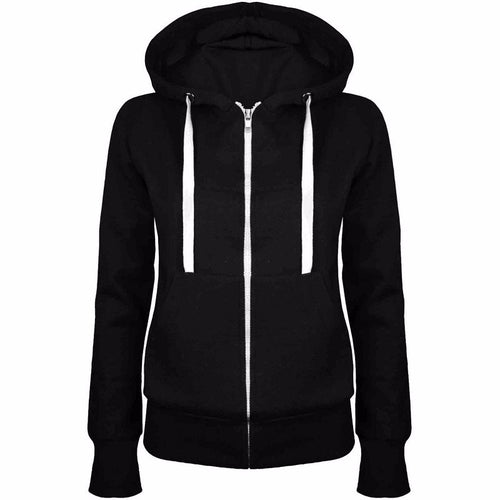 Ladies Hooded Sports Jacket with Practical Pockets and Zipper Lune London