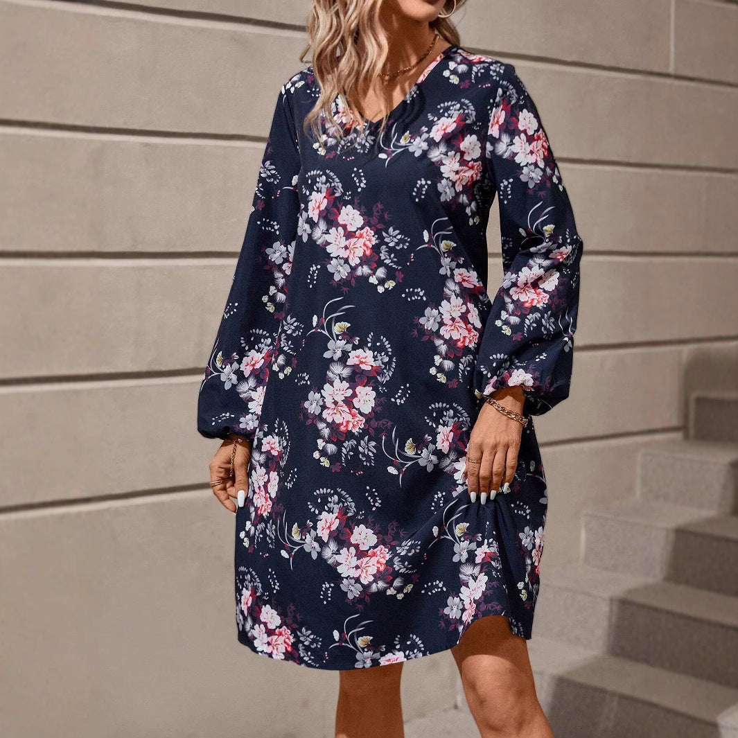 Shirt dress for women with floral design and voluminous sleeves Lune London