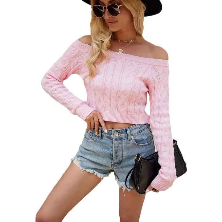 Pull tricot femme à épaules dénudées avec motif en cable Chic & Stil